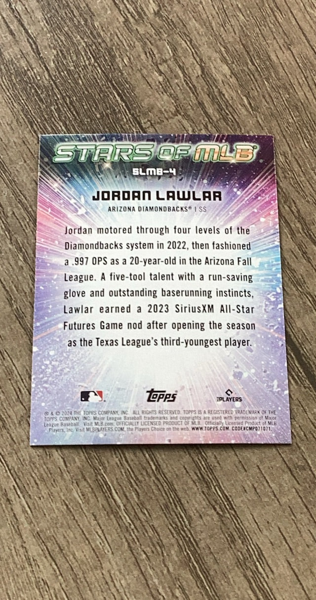 Jordan Lawlar 2024 Topps Stars of MLB SLMB-4 trading card image rear
