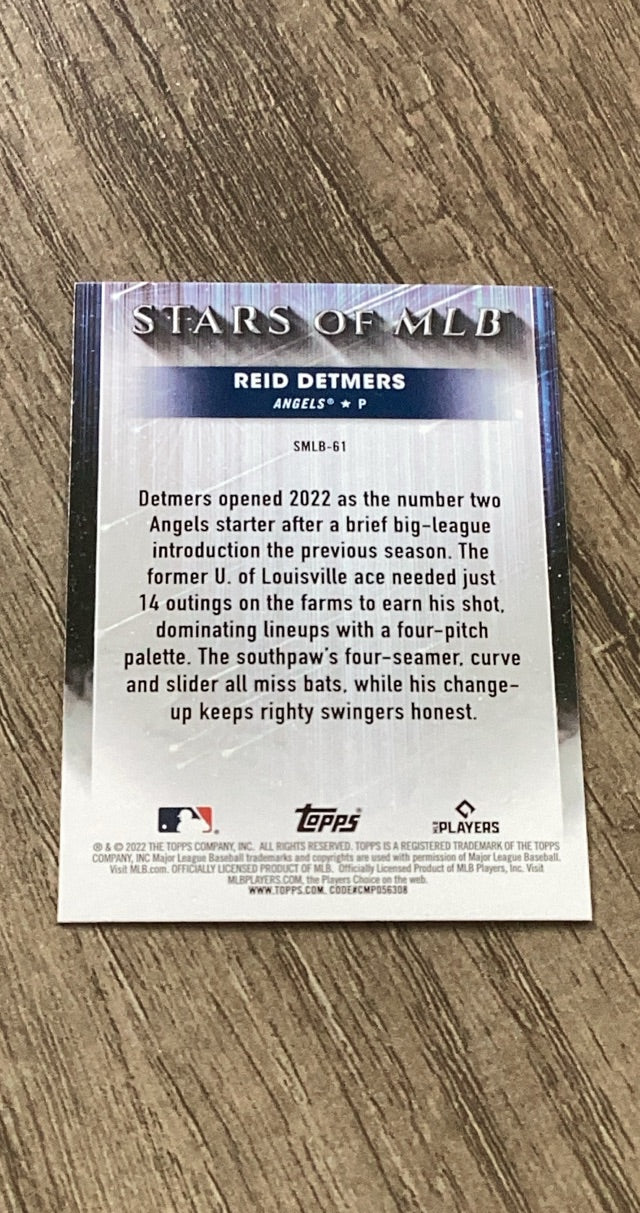 Reid Detmers 2022 Topps Update Stars of MLB SMLB-61 trading card image rear