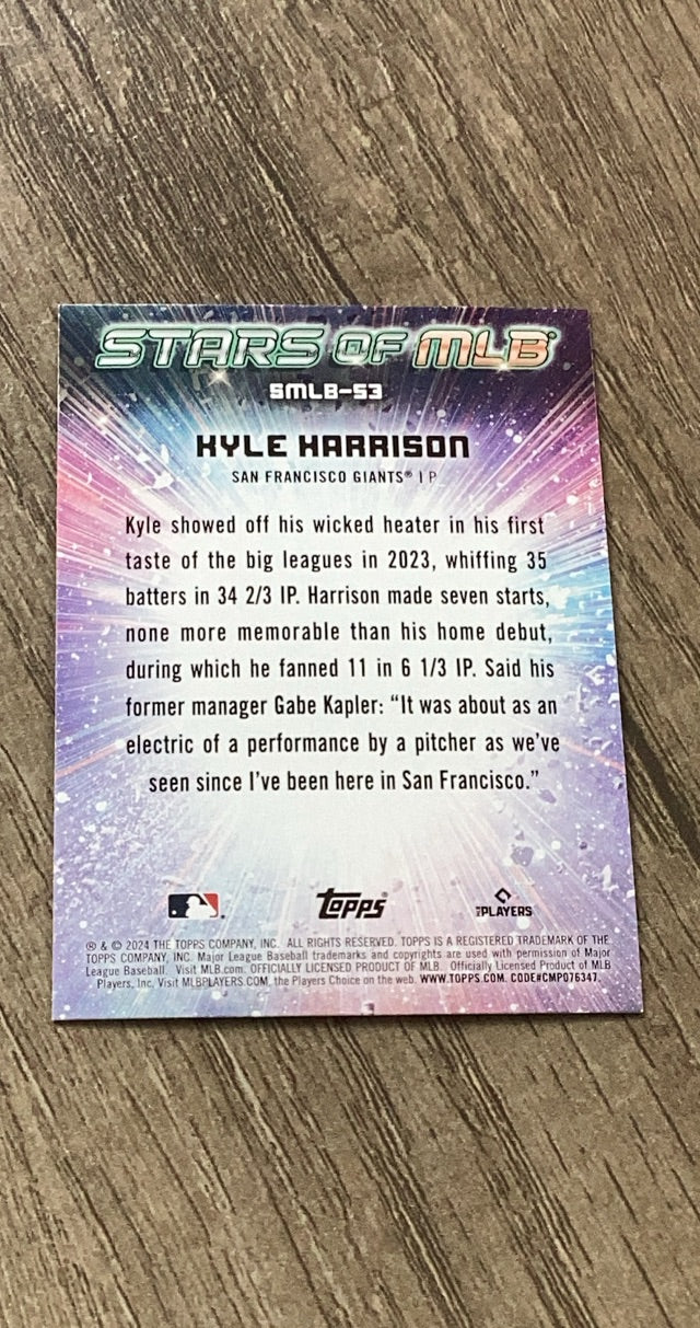 Kyle Harrison 2024 Topps Stars of MLB SMLB-53 trading card image rear