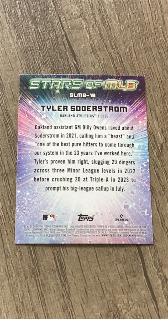 Tyler Soderstrom 2024 Topps Stars of MLB SLMB-18 trading card image rear