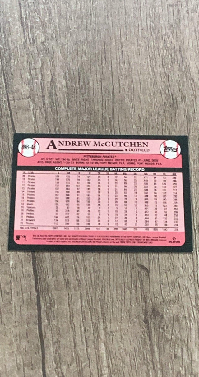 Andrew McCutchen 2024 Topps 1989 35th 89B-48 trading card image rear