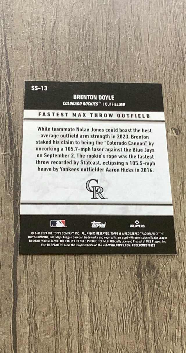 Brenton Doyle 2024 Topps Significant Statistics SS-13 trading card image rear