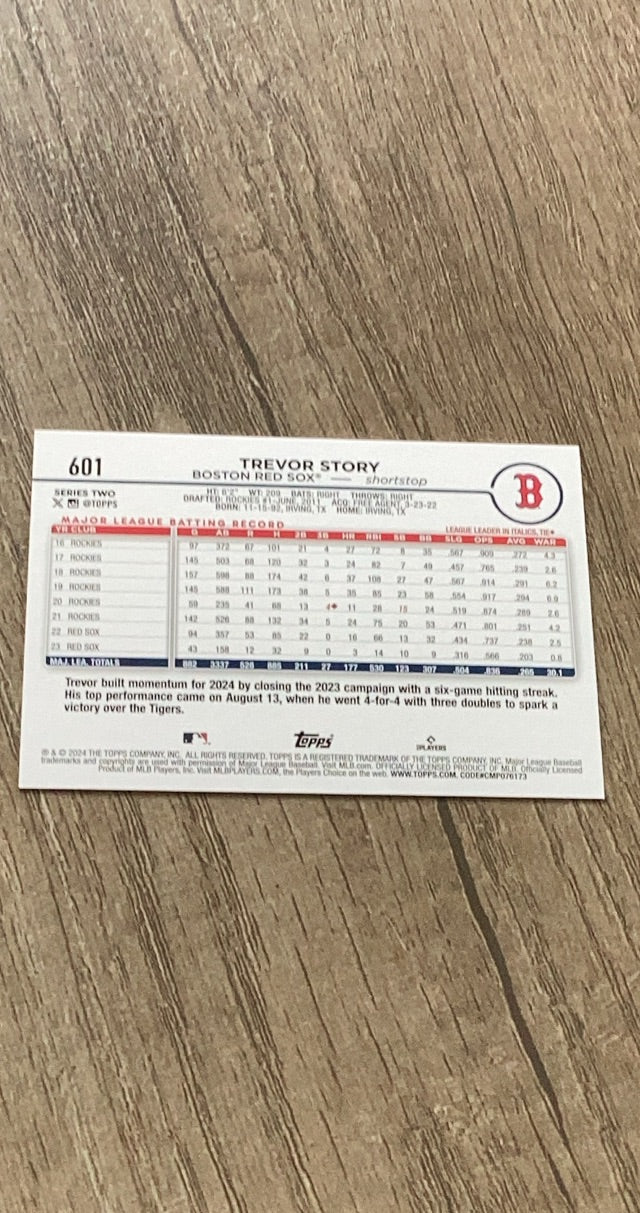 Trevor Story 2024 Topps Rainbow Foil 601 trading card image rear