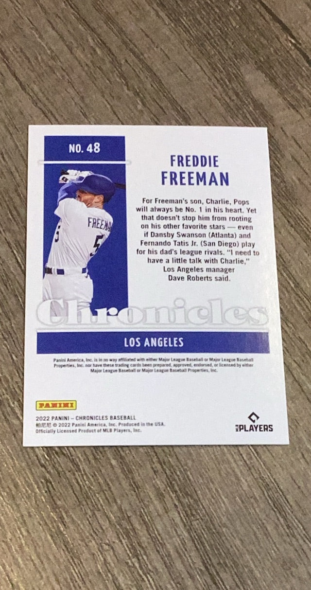 Freddie Freeman 2022 Panini Chronicles 48 back