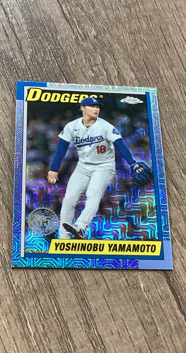 Yoshinobu Yamamoto 2025 Topps 2025 Topps - 1990 Topps Baseball 35th Anniversary Chrome (Series One) T90C-76 front