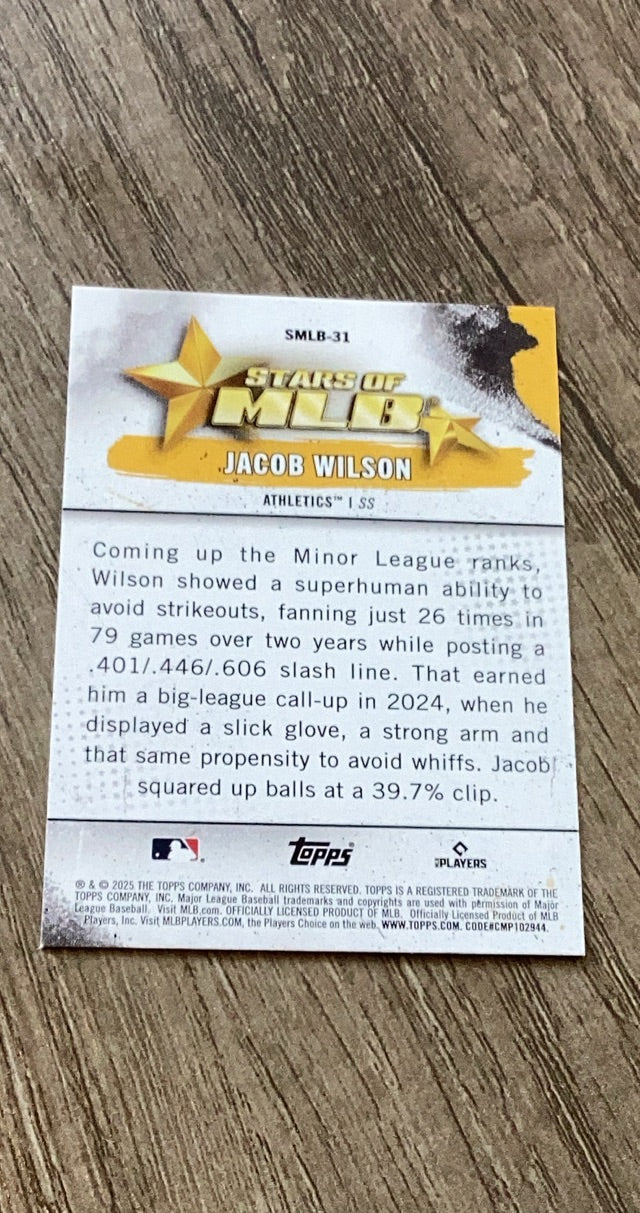 Jacob Wilson 2025 Topps 2025 Topps - Stars of MLB SMLB-31 back