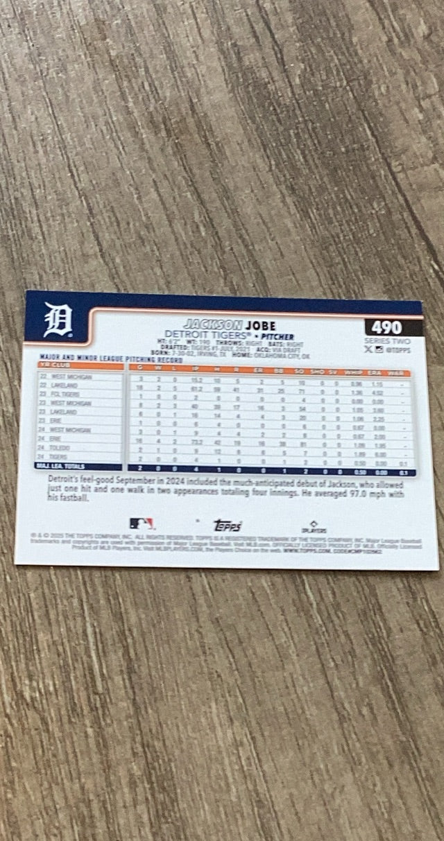 Jackson Jobe 2025 Topps 2025 Topps 490 back