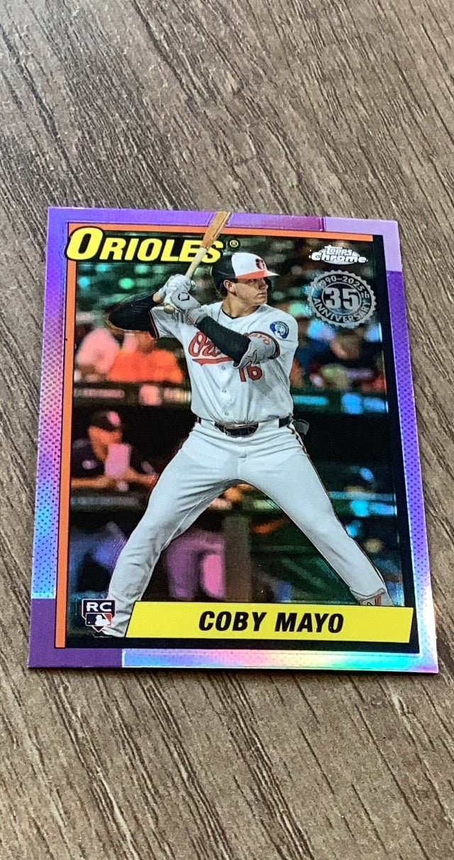 Coby Mayo 2025 Topps 2025 Topps Chrome - 1990 Topps Baseball 35th Anniversary 90CB-17 front