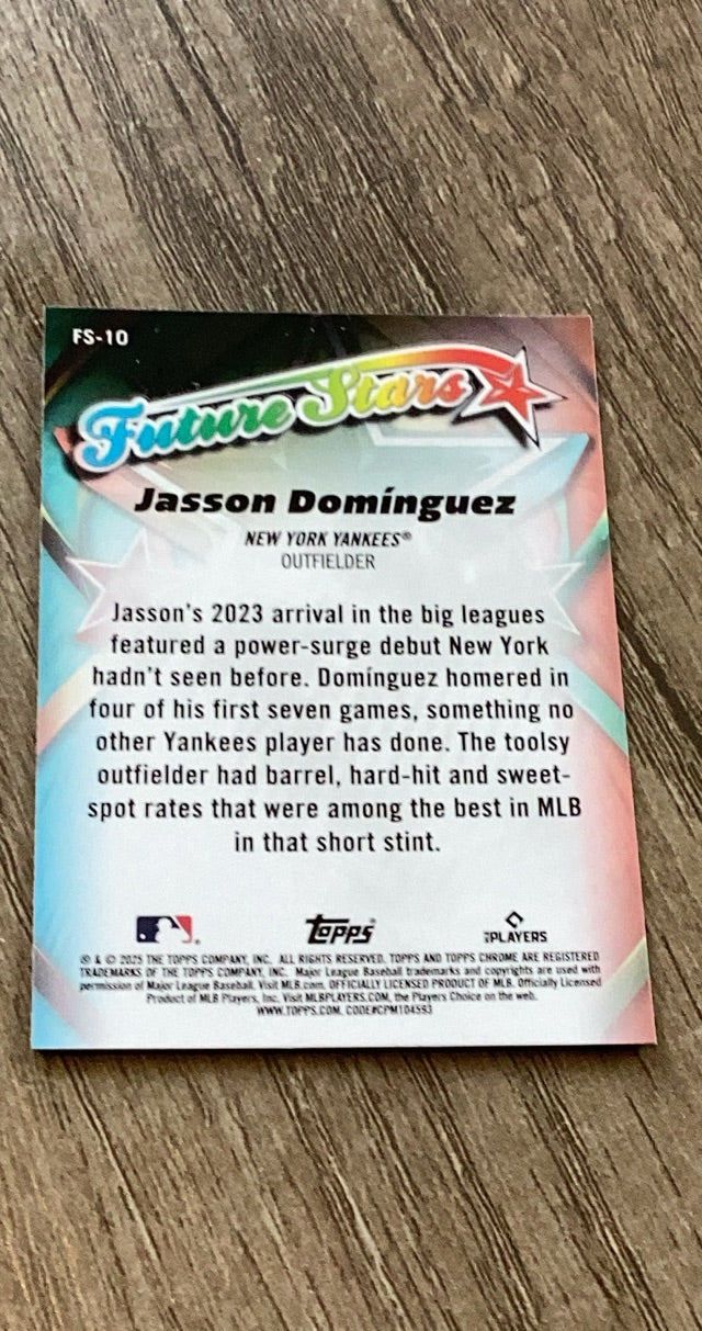 Jasson Domínguez 2025 Topps 2025 Topps Chrome - Future Stars FS-10 back