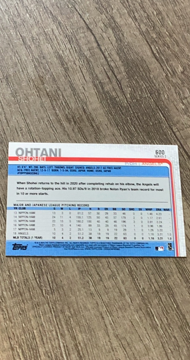 Shohei Ohtani 2019 Topps 2019 Topps 600 back
