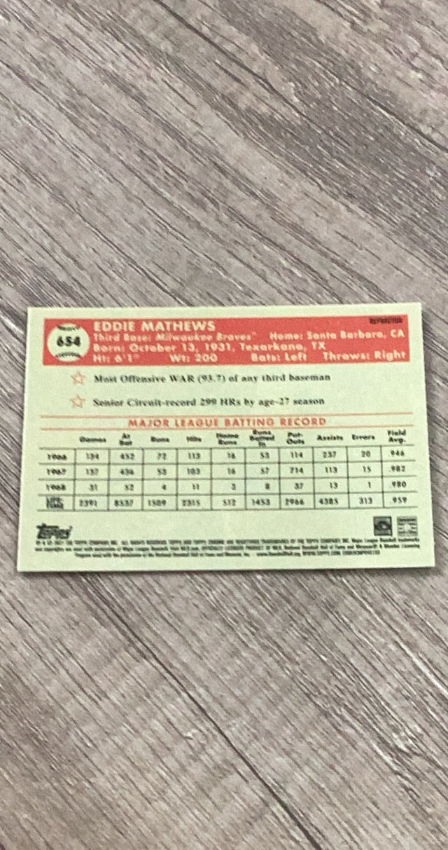 Eddie Mathews 2021 Chrome Refractor back