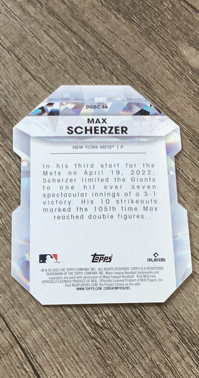 Max Scherzer 2022 Diamond Greats back
