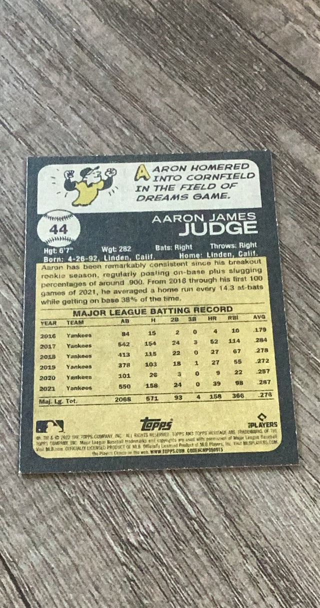 Aaron Judge 2022 Heritage back