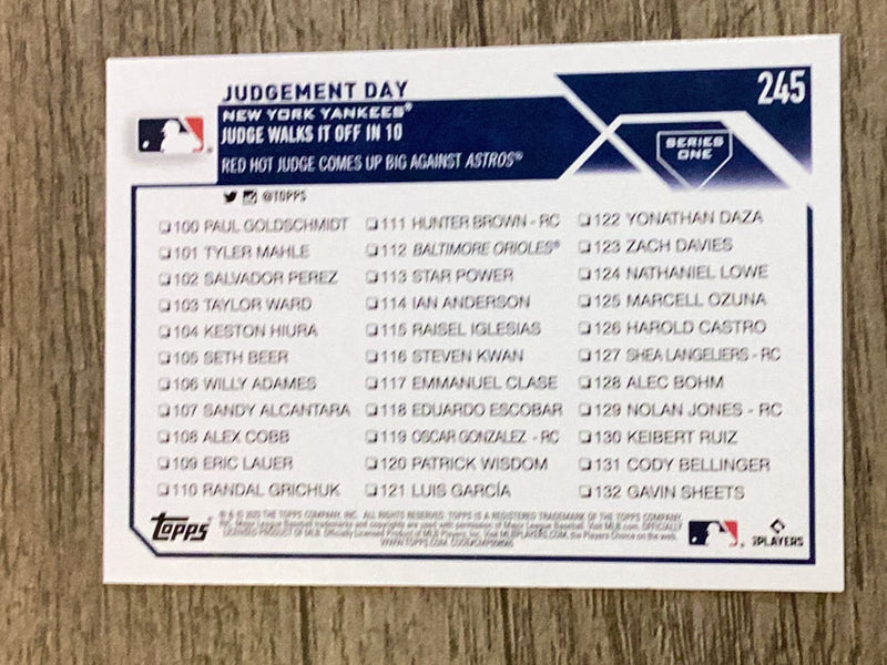 Judgement Day 2023 Topps 245 trading card image rear