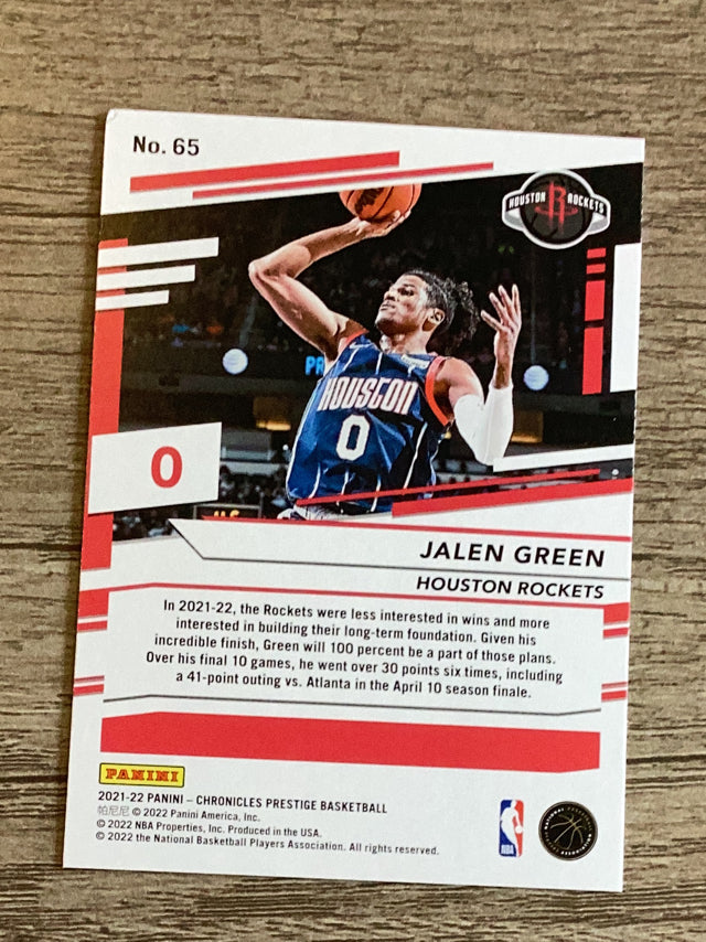 Jalen Green 2021-22 Panini Chronicles 65 trading card image rear