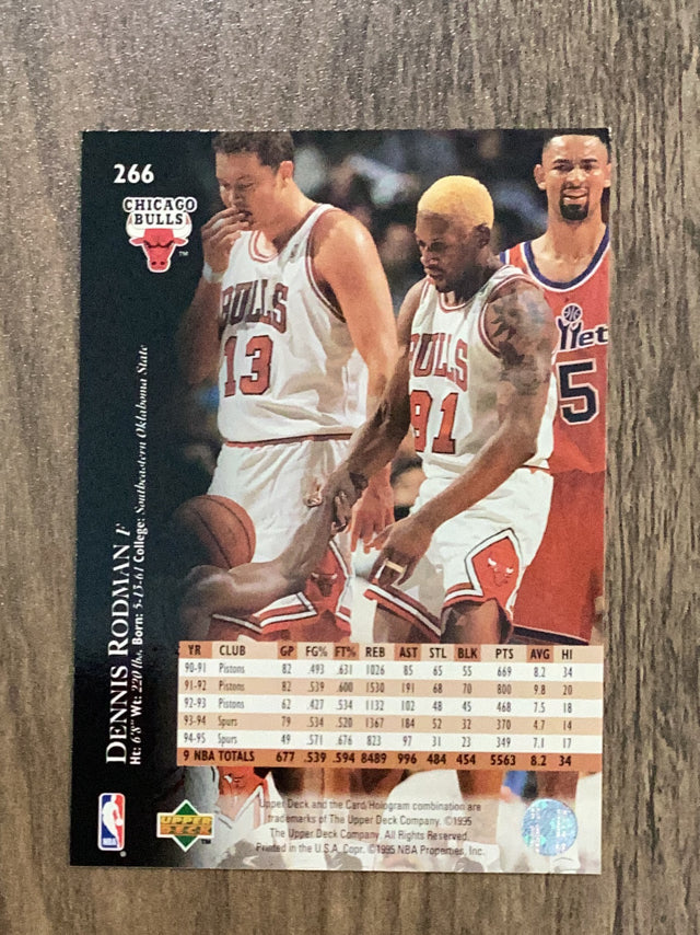 Dennis Rodman 1995 Upper Deck 266 trading card image rear
