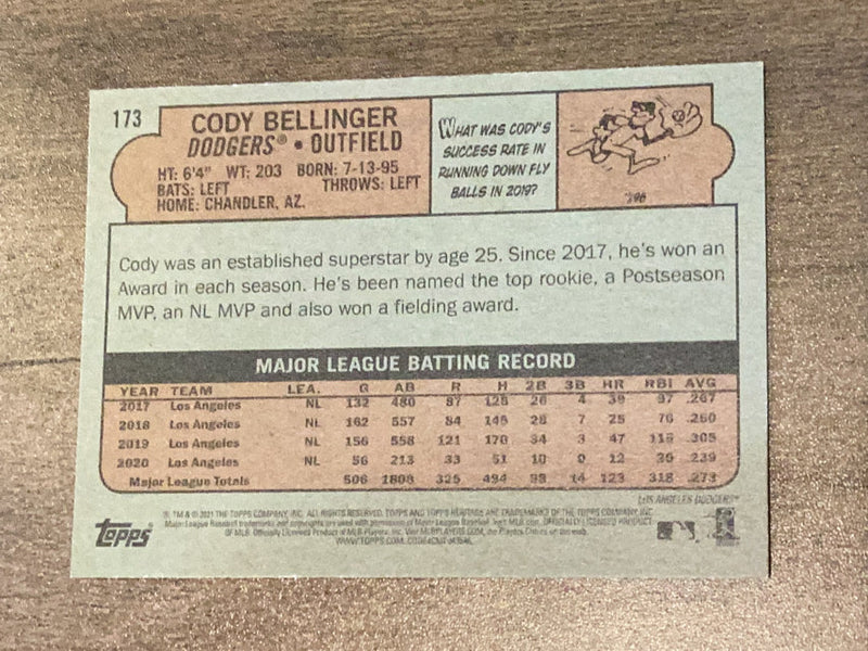 Cody Bellinger 2021 Topps Heritage 173 trading card image rear