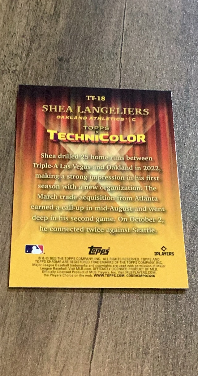 Shea Langeliers Oakland Athletics MLB 2023 Topps Chrome: Topps in Technicolor TT-18 Topps