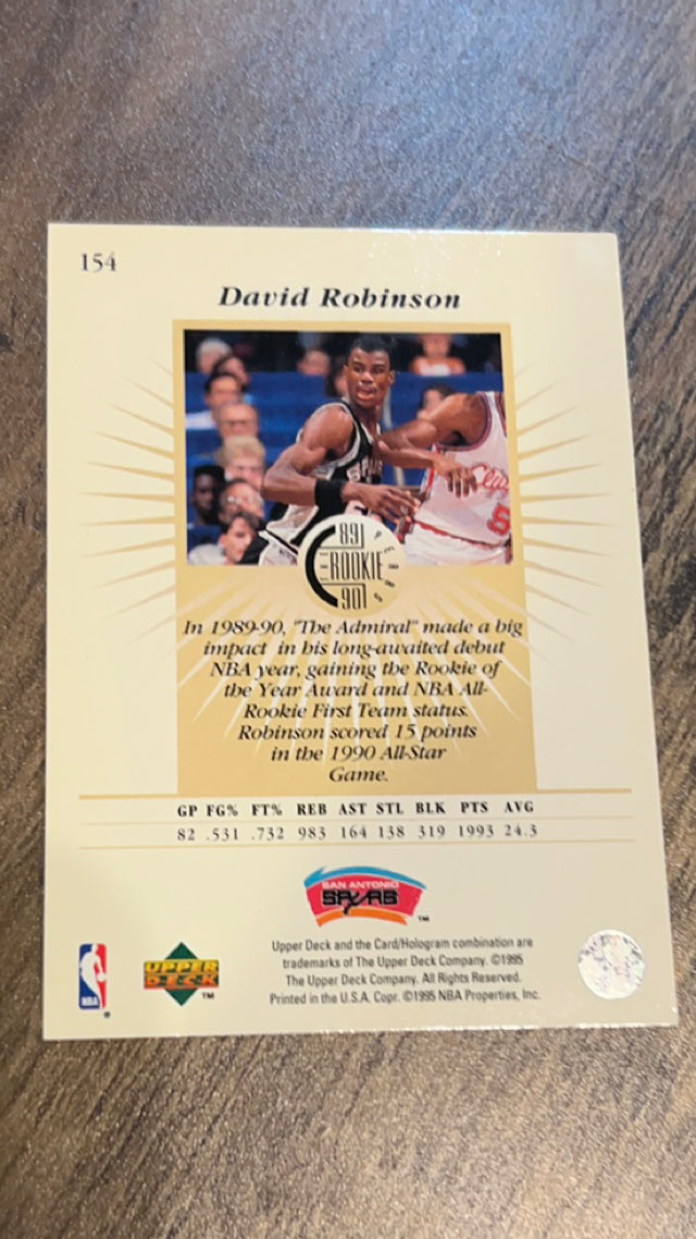David Robinson 1995 Upper Deck 154 trading card image rear