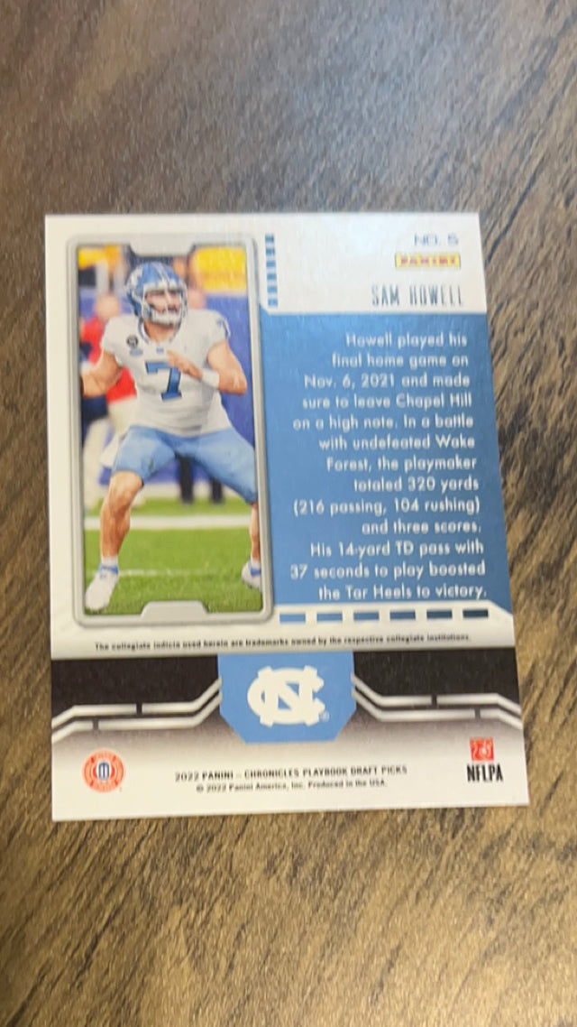 Sam Howell 2022 Panini 2022 Panini Chronicles Draft Picks - Playbook 5 trading card image rear