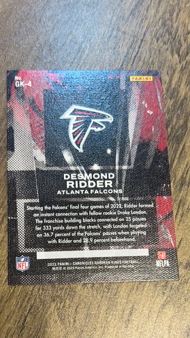 Desmond Ridder 2022 Panini Chronicles - Gridiron Kings GK-4 trading card image rear