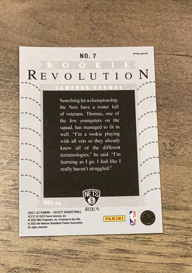 Cameron Thomas 2021-22 Panini Select - Rookie Revolution Red Prizms 7 trading card image rear