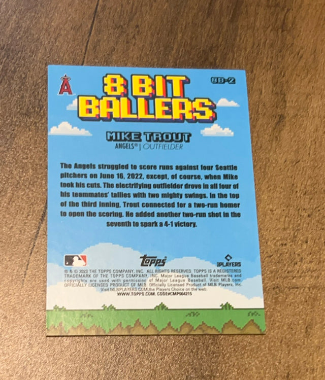 Mike Trout 2023 Topps Big League - 8 Bit Ballers 8B-2 trading card image rear