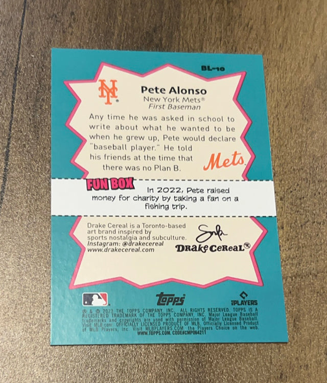 Pete Alonso 2023 Topps Big League Big Leaguers BL-10 trading card image rear