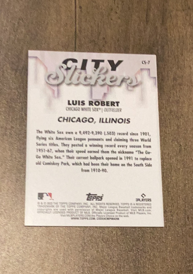 Luis Robert 2023 Topps Big League City Slickers CS-7 trading card image rear