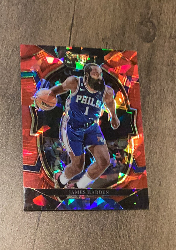 James Harden 2022-23 Panini Select - Red Cracked Ice Prizms 25 trading card image front