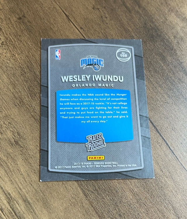 Wesley Iwundu 2017-18 Panini Donruss 168 trading card image rear