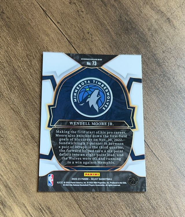 Wendell Moore Jr. 2022-23 Panini Select - Blue (Retail Base) 73 trading card image rear