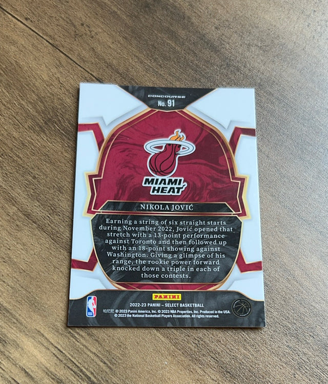 Nikola Jovic 2022-23 Panini Select - Blue (Retail Base) 91 trading card image rear