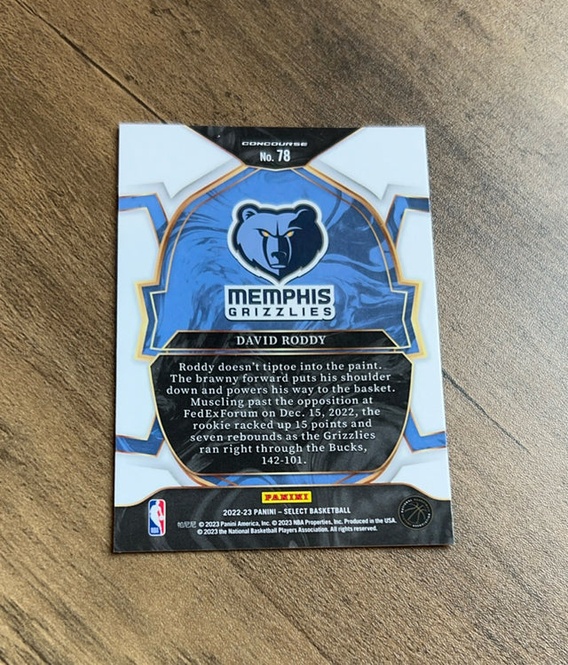 David Roddy 2022-23 Panini Select - Blue (Retail Base) 78 trading card image rear