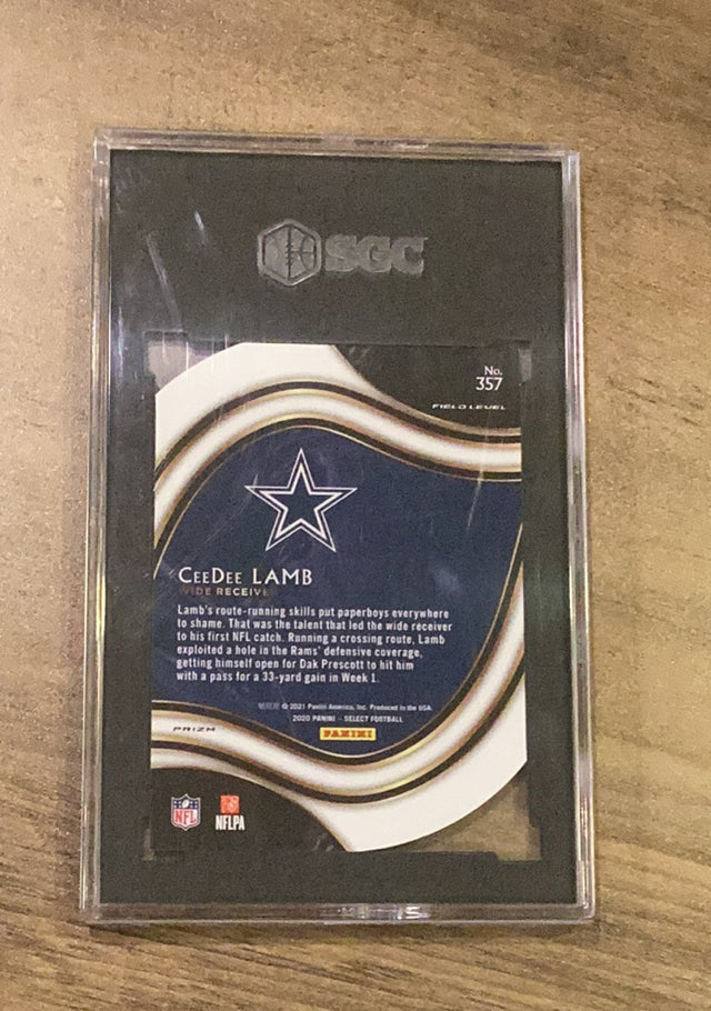 CeeDee Lamb 2020 Panini Select - Purple Prizm Die Cut Back