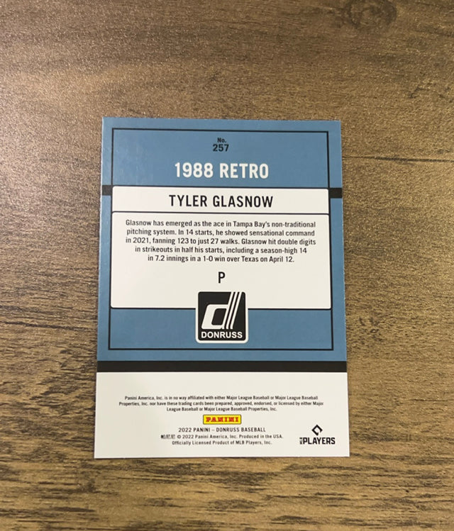 Tyler Glasnow 2022 Donruss - Holo Purple 257 trading card image rear
