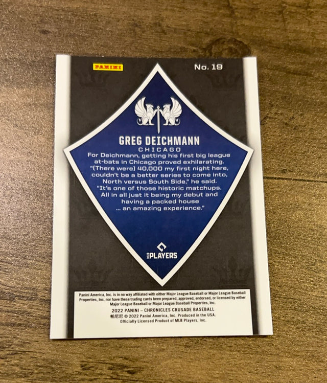 Greg Deichmann 2022 Panini Chronicles - Crusade 19 trading card image rear