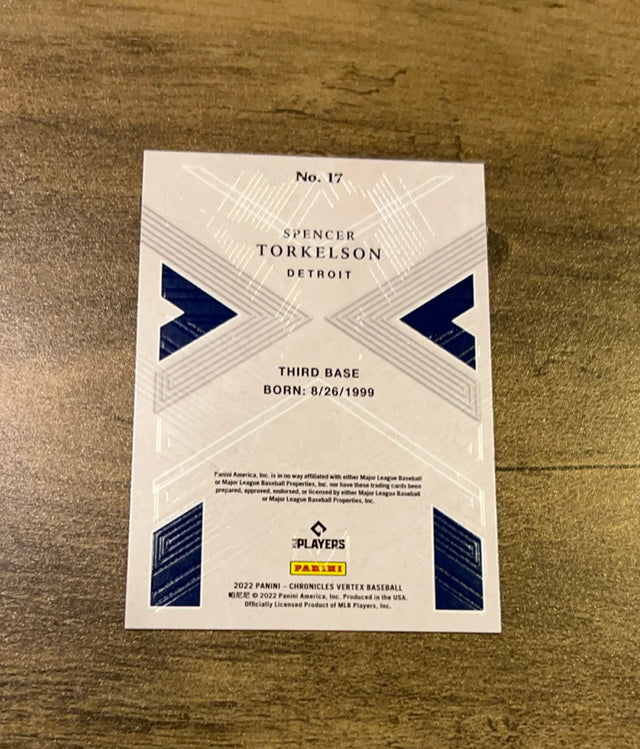 Spencer Torkelson 2022 Panini Chronicles - Vertex 17 trading card image rear