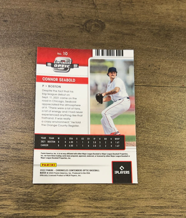 Connor Seabold 2022 Panini Chronicles - Contenders Optic 10 trading card image rear
