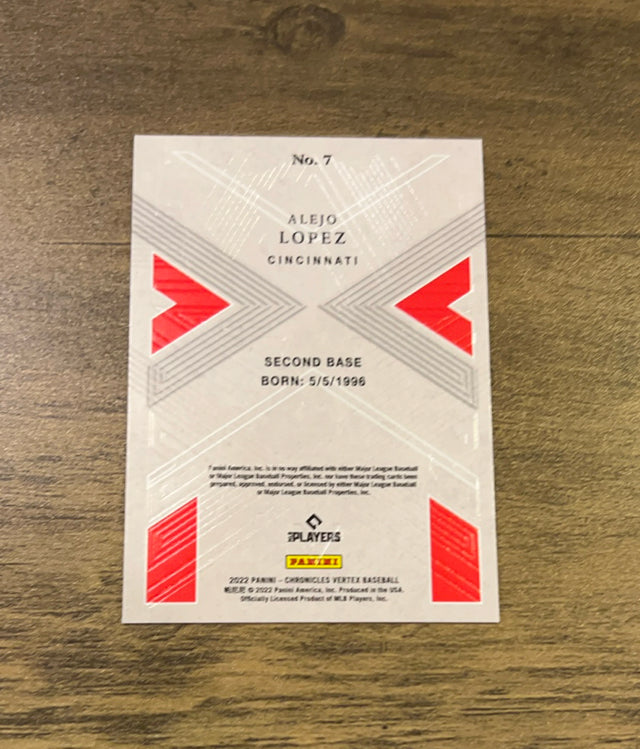 Alejo Lopez 2022 Panini Chronicles - Vertex 7 trading card image rear