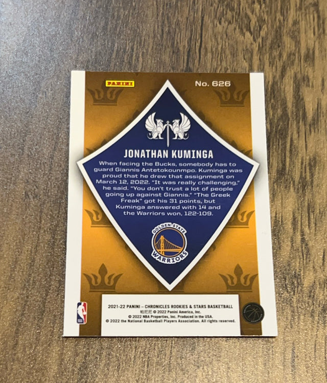 Jonathan Kuminga 2021-22 Panini Chronicles Rookies & Stars Crusade 626 trading card image rear