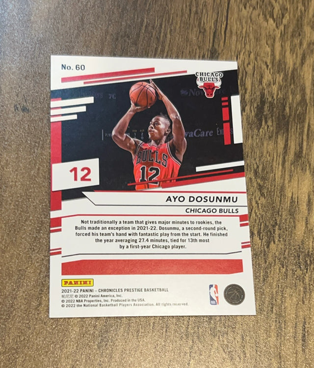 Ayo Dosunmu 2021-22 Panini Chronicles 60 trading card image rear