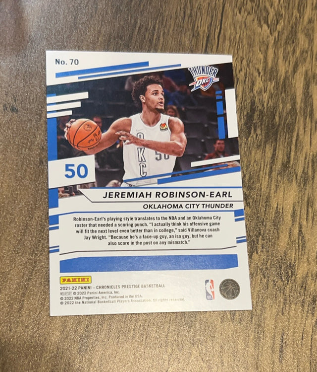 Jeremiah Robinson-Earl 2021-22 Panini Chronicles 70 trading card image rear