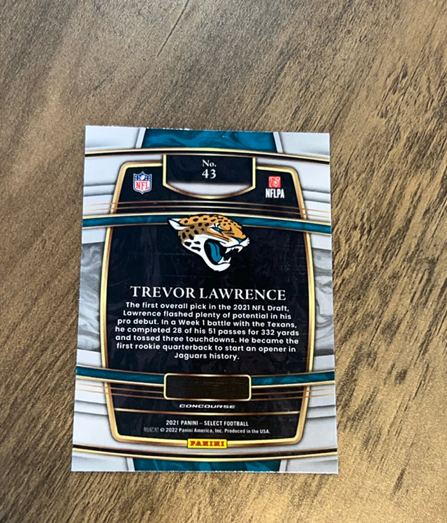 Trevor Lawrence 2021 Panini Select trading card back