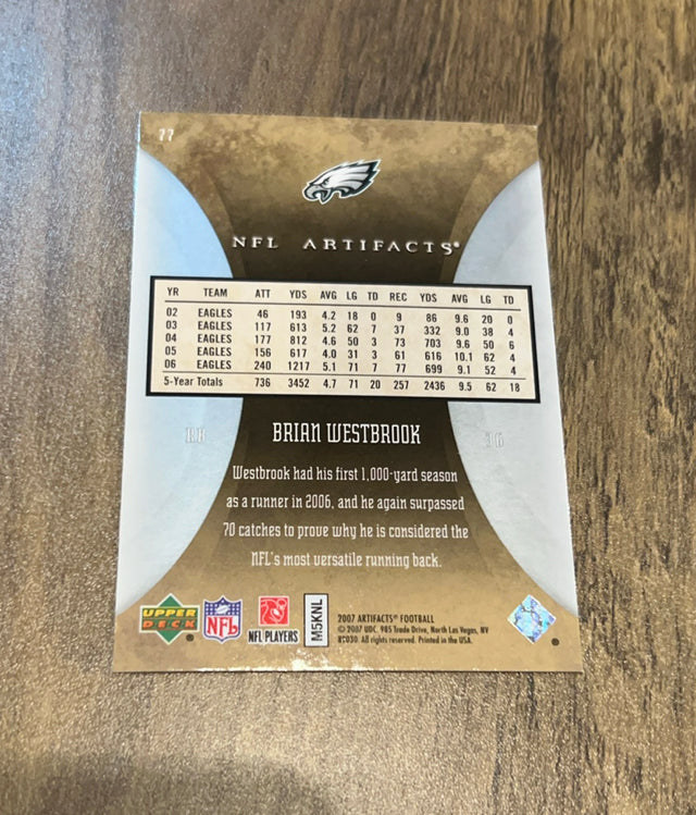 Brian Westbrook 2007 Upper Deck Artifacts 77 trading card image rear