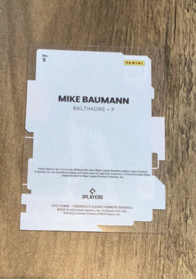 Mike Baumann 2022 Panini Chronicles - Clearly Donruss 9 trading card image rear