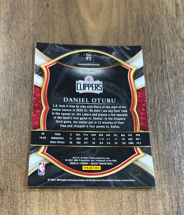 Daniel Oturu 2020-21 Panini Select - Red White Orange Shimmer 93 trading card image rear