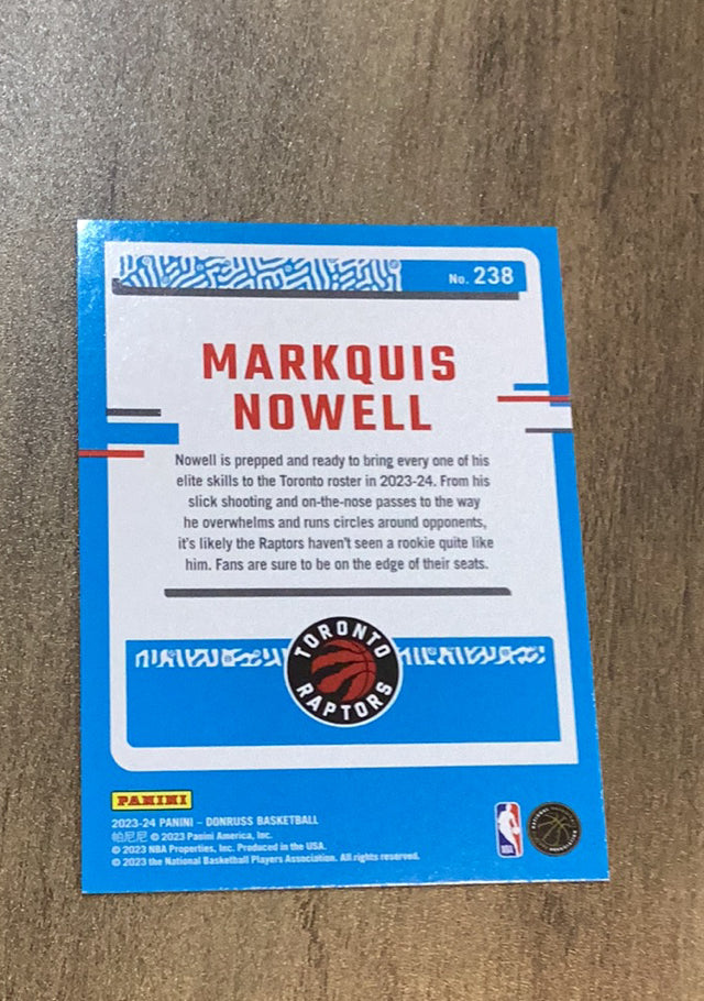 Markquis Nowell 2023-24 Panini Donruss 238 trading card image rear