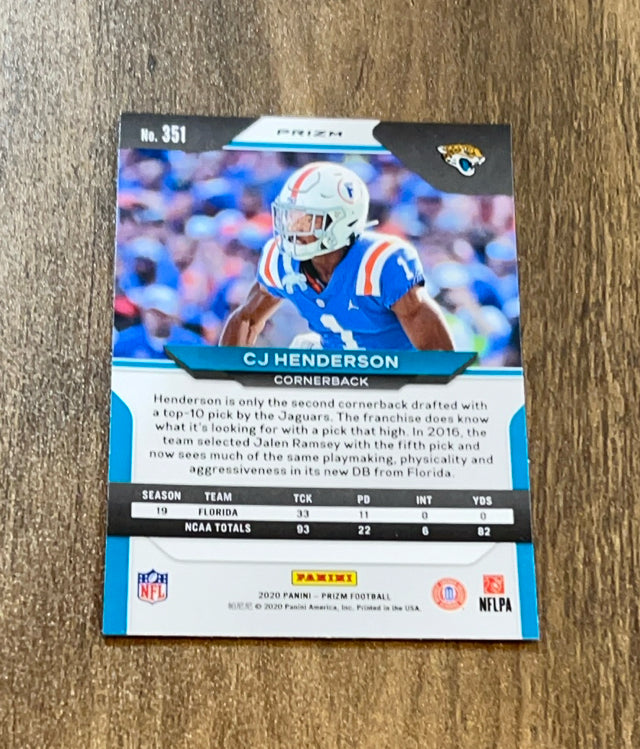 CJ Henderson 2020 Panini Prizm Red Ice trading card image rear