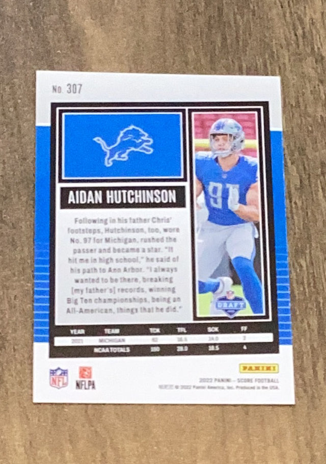 Aidan Hutchinson 2022 Score - Red 307 trading card image rear